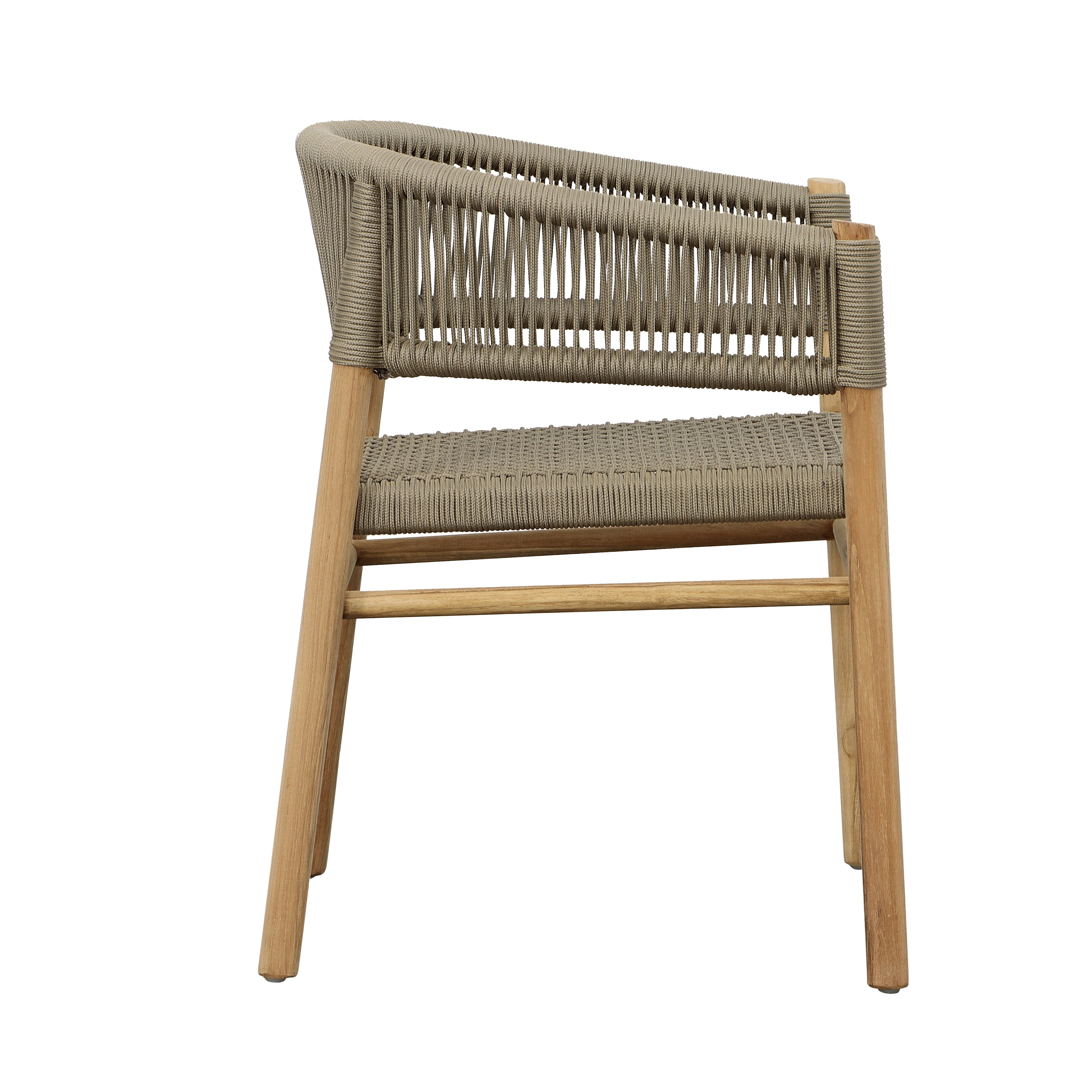 Brielle Teak Wood & Taupe Rope Outdoor Dining Chair