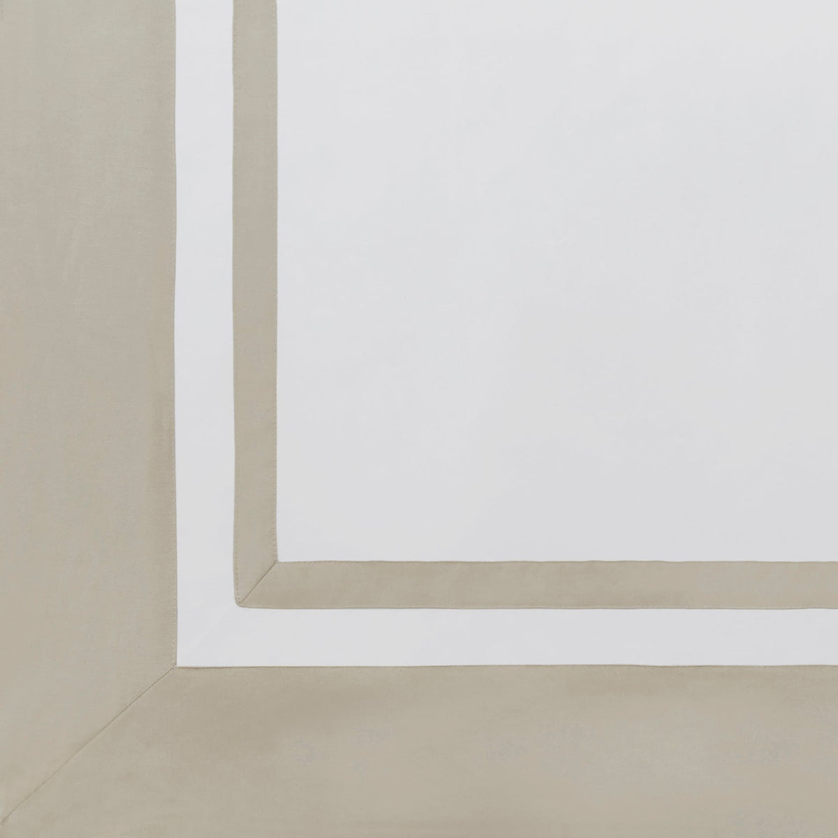 ASP-540-2032_3|Single standard 100% cotton sateen pillowcase in white, accented with a wide beige border and dual white stripes.