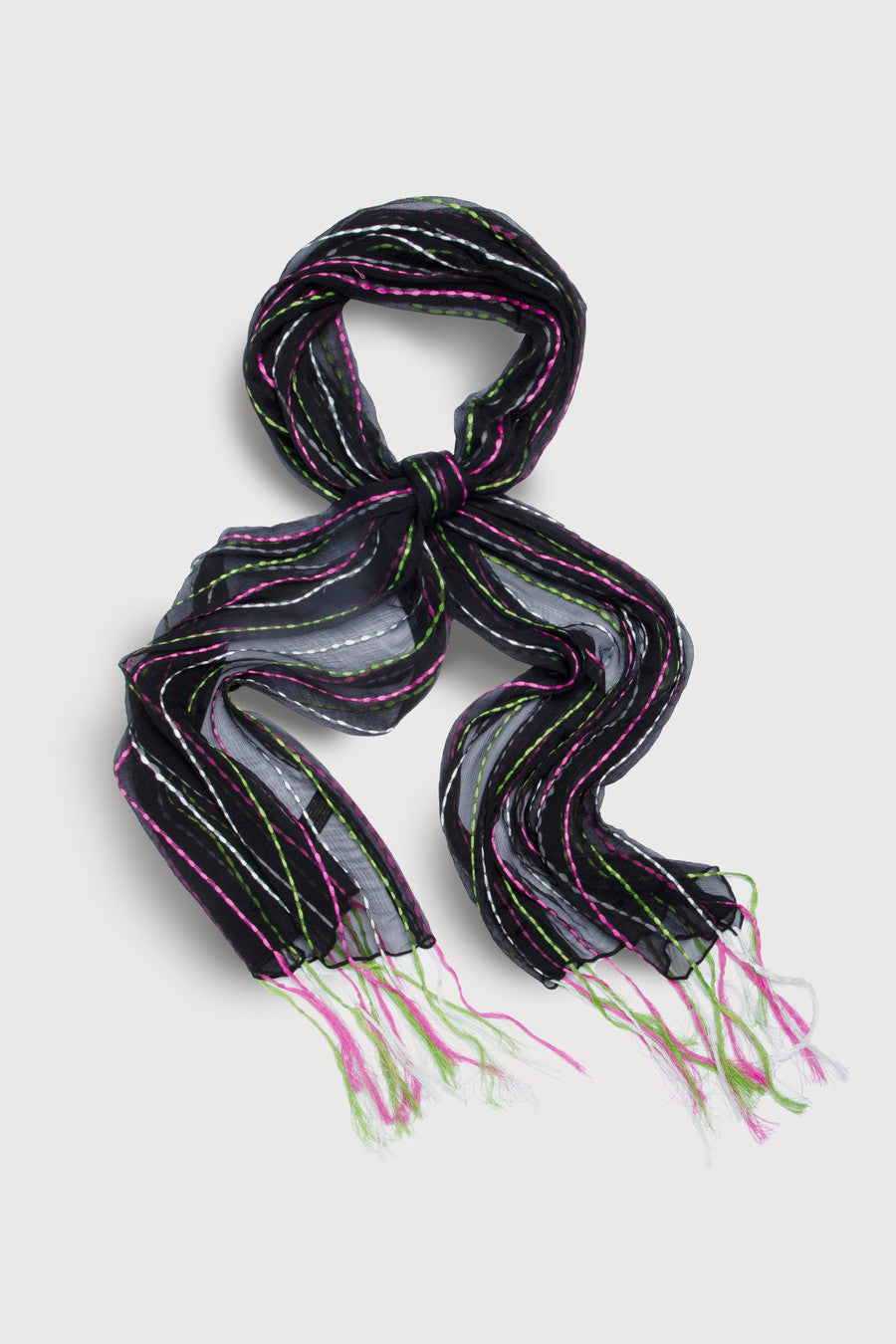 Rio Silk Scarf with Tassel - Black