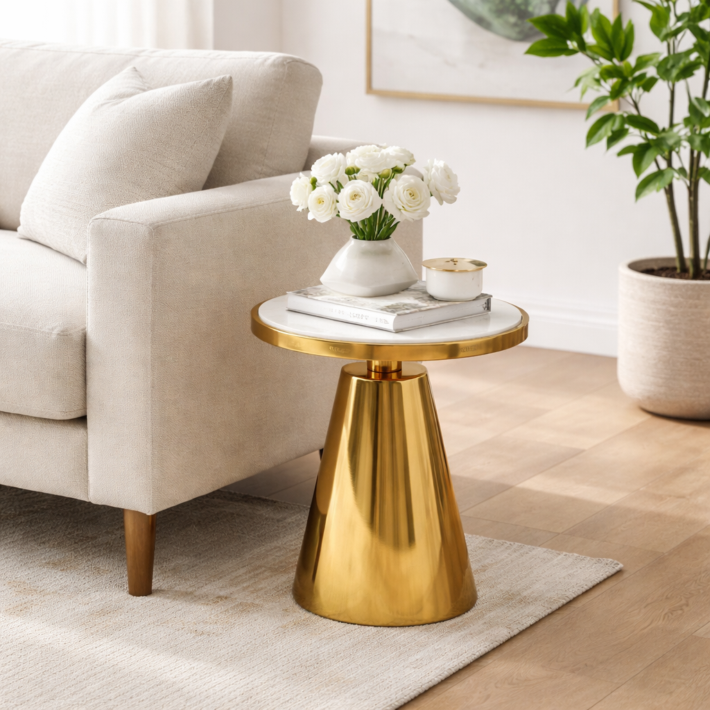White Marble Side Table