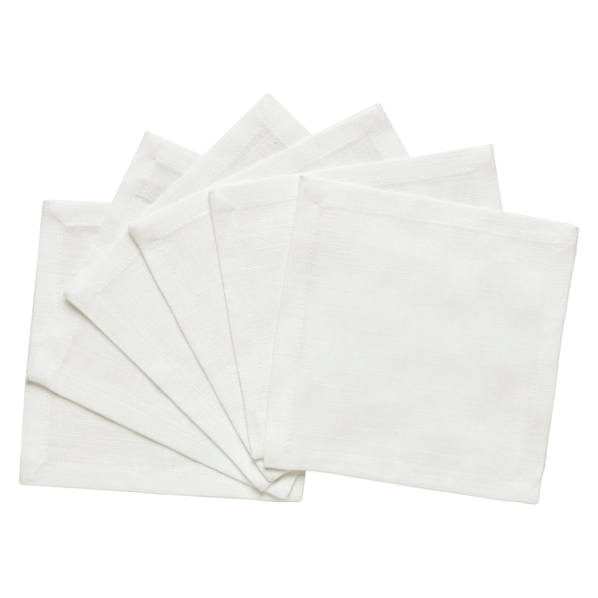 CNP-4908-66_2|Clean fanned set of white linen napkins, ideal for a refined table setting or special occasion dining.