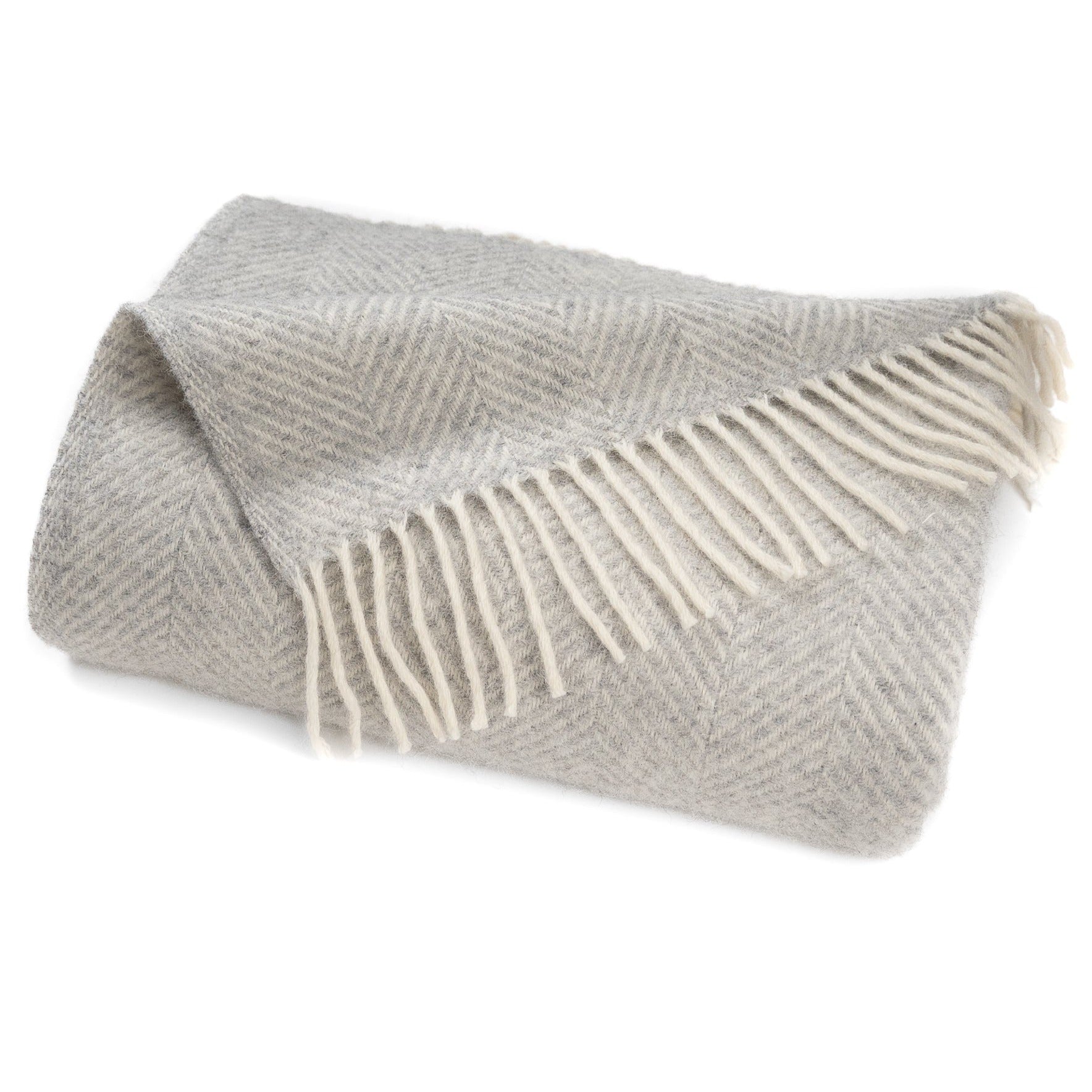 Highland Tweeds Herringbone Pure New Wool Throw ~ Silver ~-Throws and Blankets-[bar code]-Prince of Scots