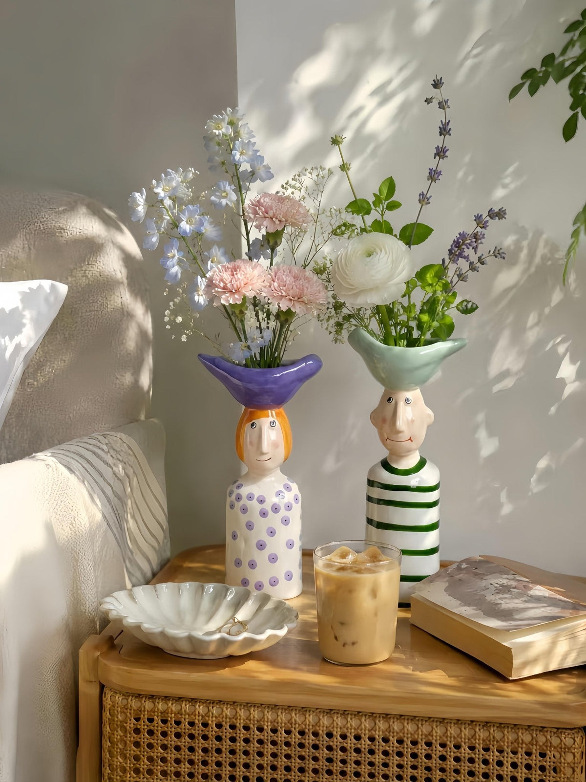 Couple Ceramic Flower Vase – Cute Whimsical Decor for Eclectic Shelf & Table -Vases- Couple Flower Vase-Lil Boy - Inspecial Home