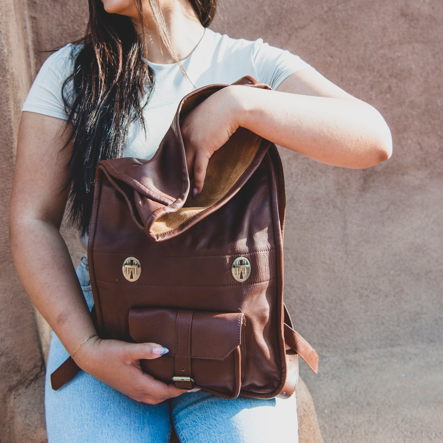 Real Leather Rolltop Backpack by AMASOUK