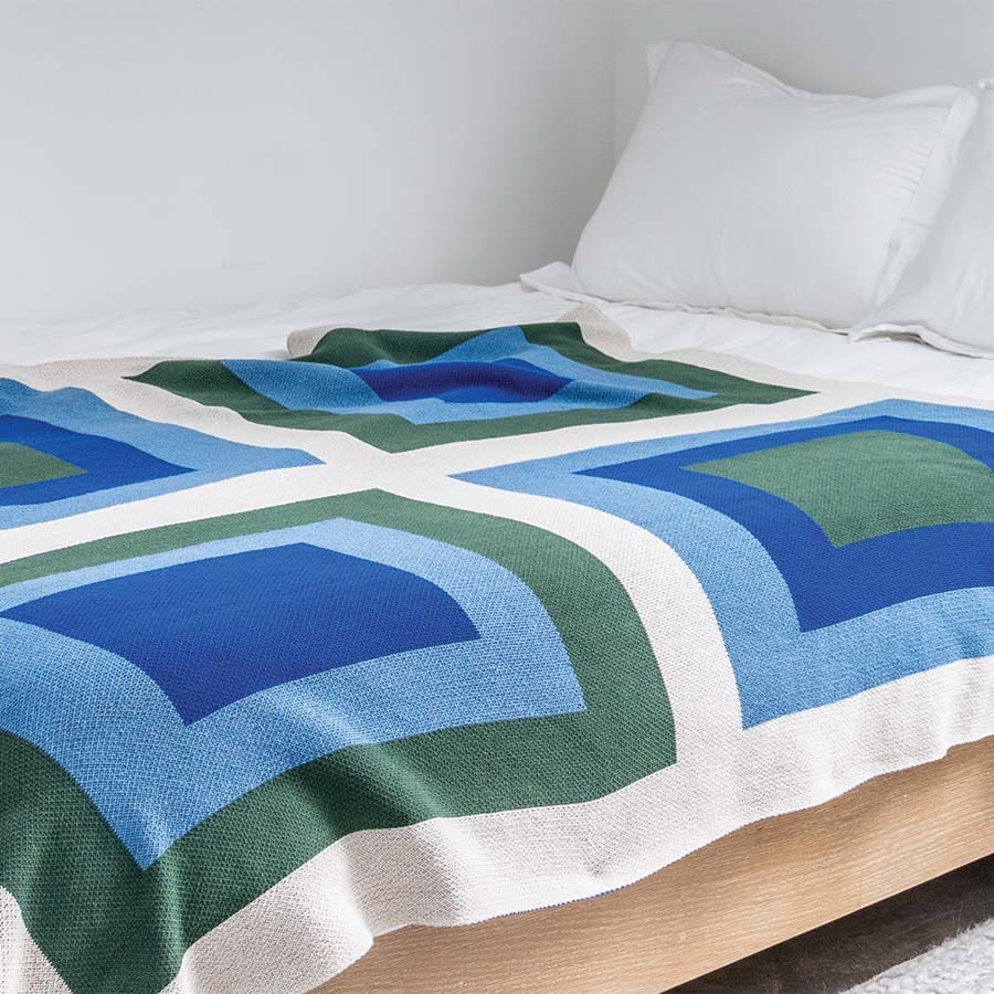 in2green Eco Throw Cotton Sustainable Knit Geometric Throw Blanket - Bauhaus
