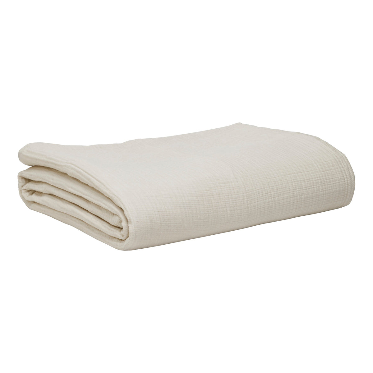 BL-862-11096_7|Cream-colored, neatly folded cotton blanket, offering a soft and breathable feel, perfect for minimalist bedding or a cozy home accent.