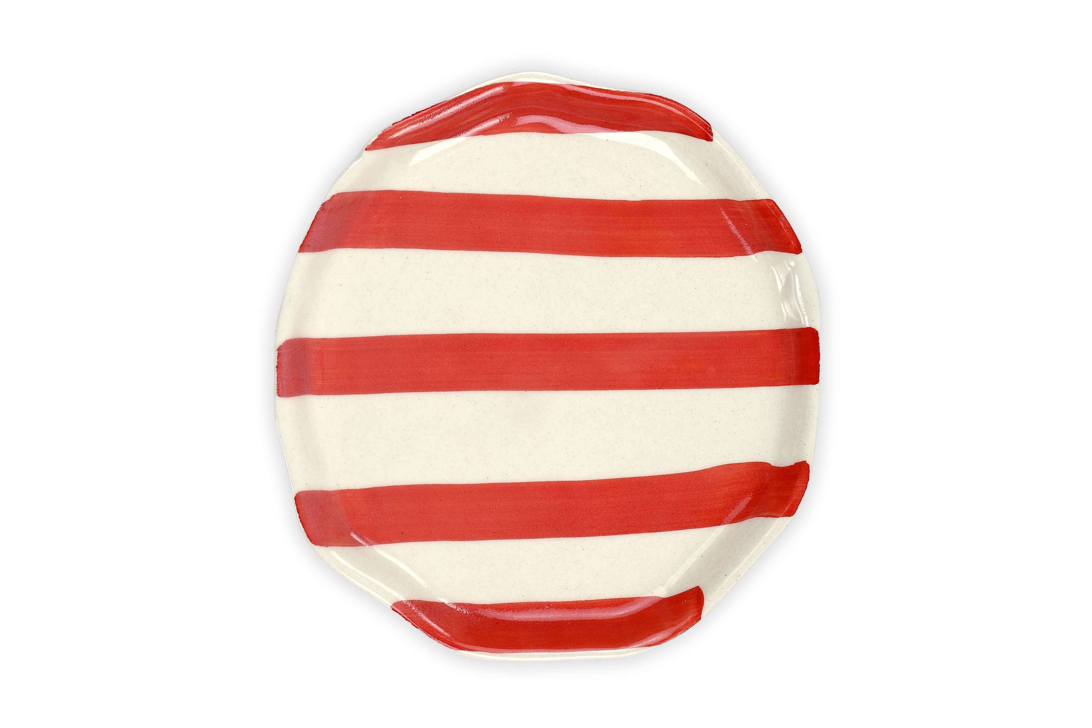 Ceramic Red Stripe Plate - Thumbnail 4