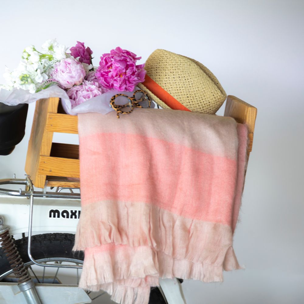 Pink artisanal woven throw