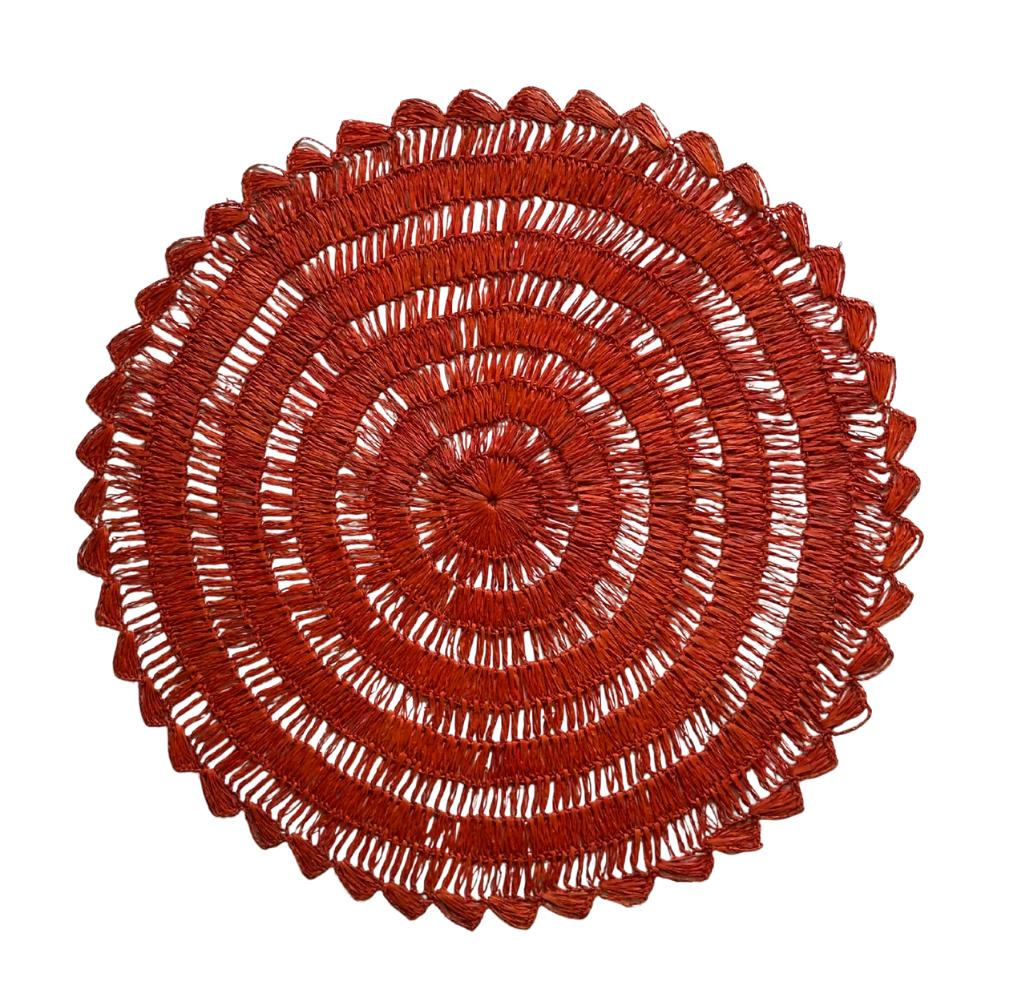 Buriti straw placemat handwoven from natural Brazilian palm fiber in rust by Talah Home