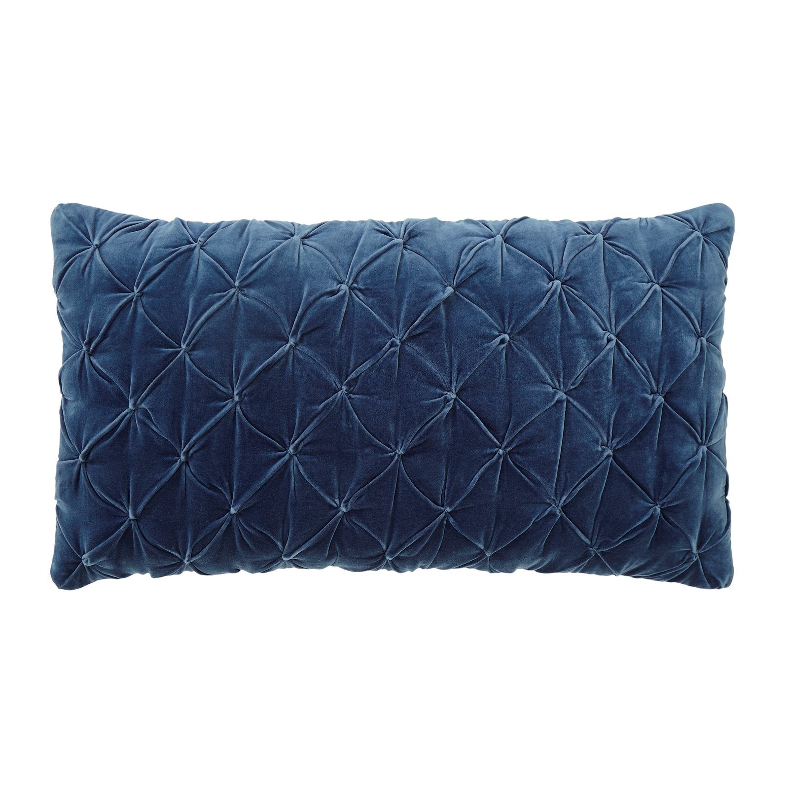KS-326-2036_1|Luxurious navy blue velvet quilted decorative pillow with striking geometric pattern, enhancing any modern living space.