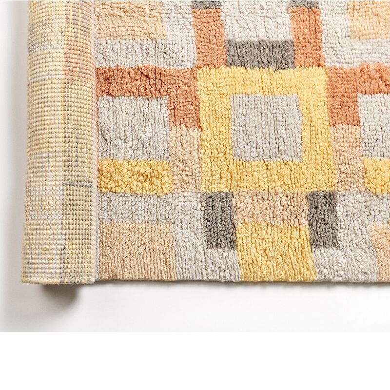 Shale Geometric Pattern Plush New Zealand Merino Hand-Knotted Rug In Warm Hues