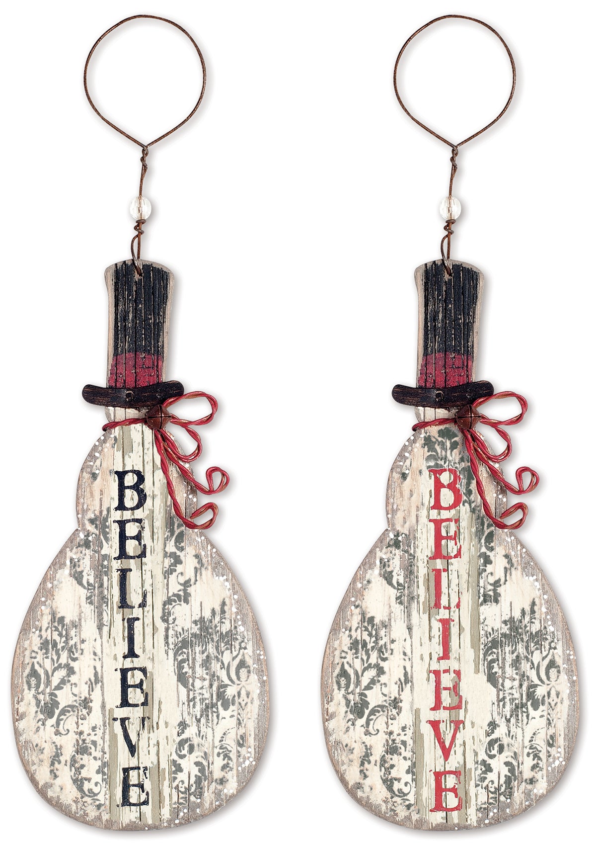 Rustic Believe Snowman Ornaments - Set of 4