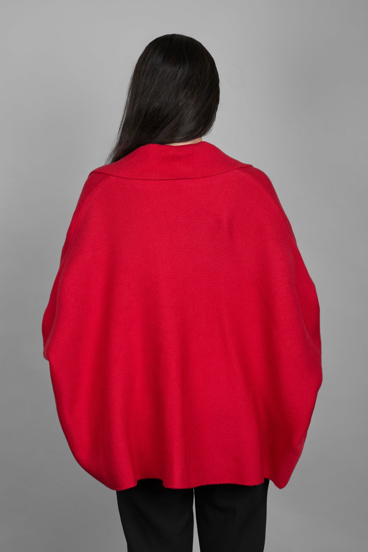 Open Front Oversized Cardigan Sweater - Red
