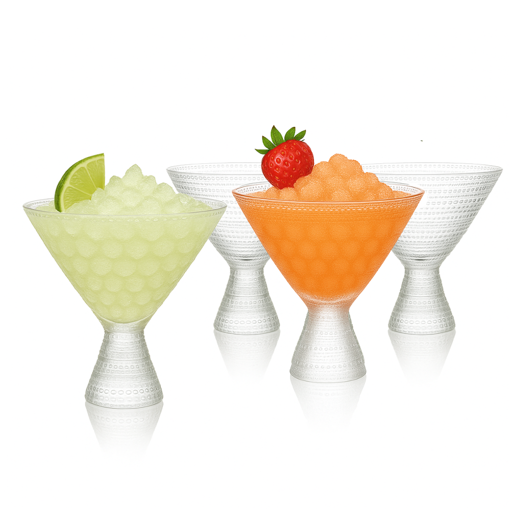 Clear Hobnail Martini Glasses - Embossed Martini Glasses 9oz
