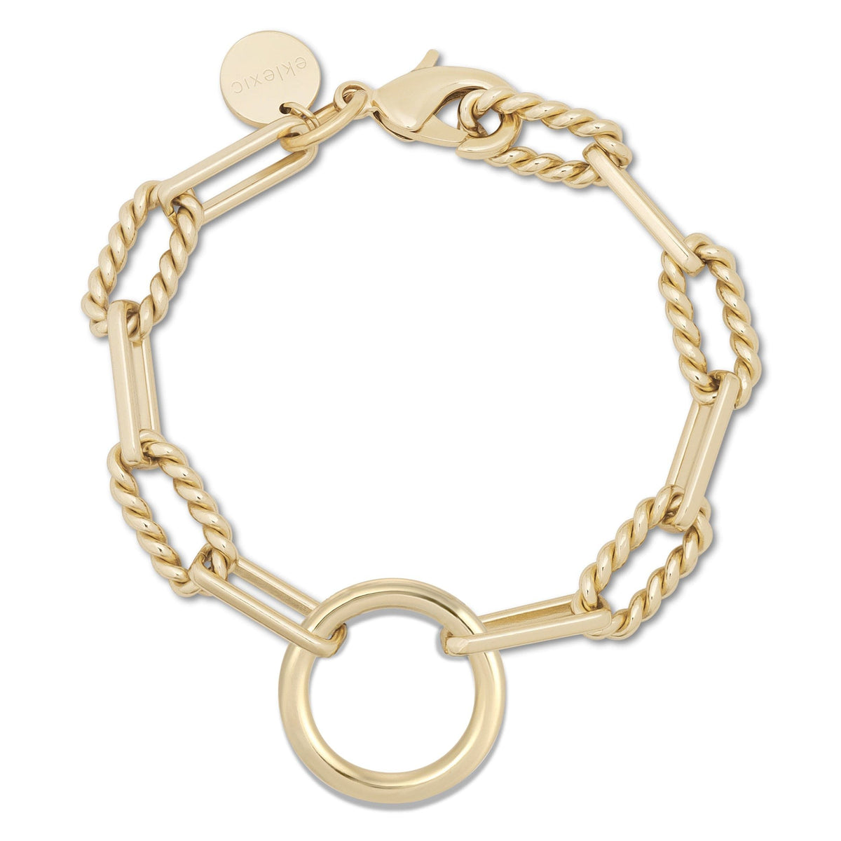 Gold-toned chain link bracelet with circular pendant from Eliza Bracelet collection