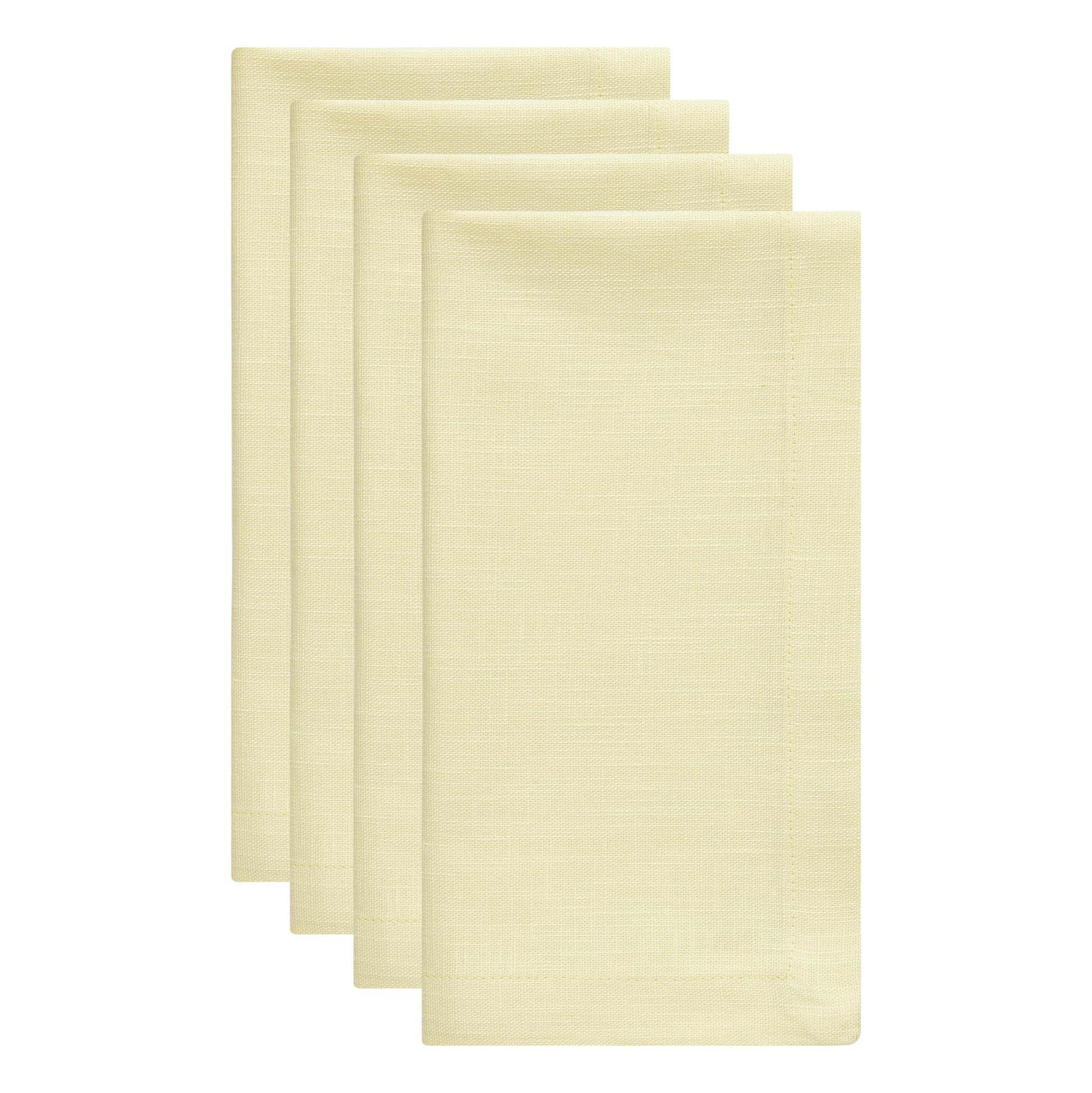 NP-4807-2020_2|Set of 4 light yellow linen-blend cloth dinner napkins for elegant table settings. Reusable and stylish dining.