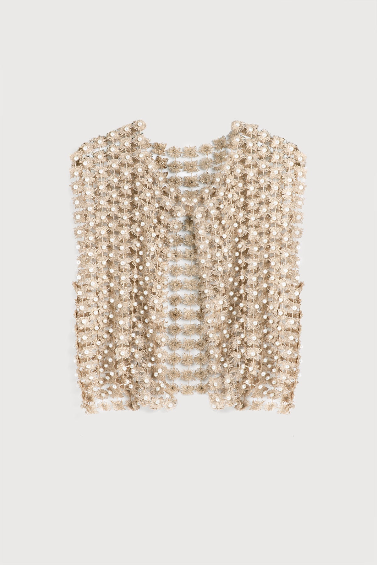 Floral Shell Pearl Capelet - Linen