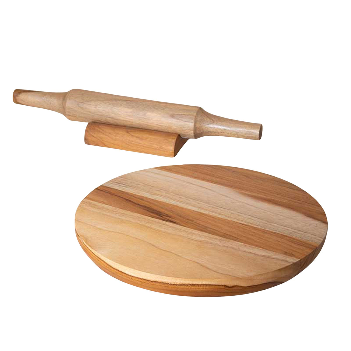 S/3 Teak Wood Chakla Belan Set with Stand