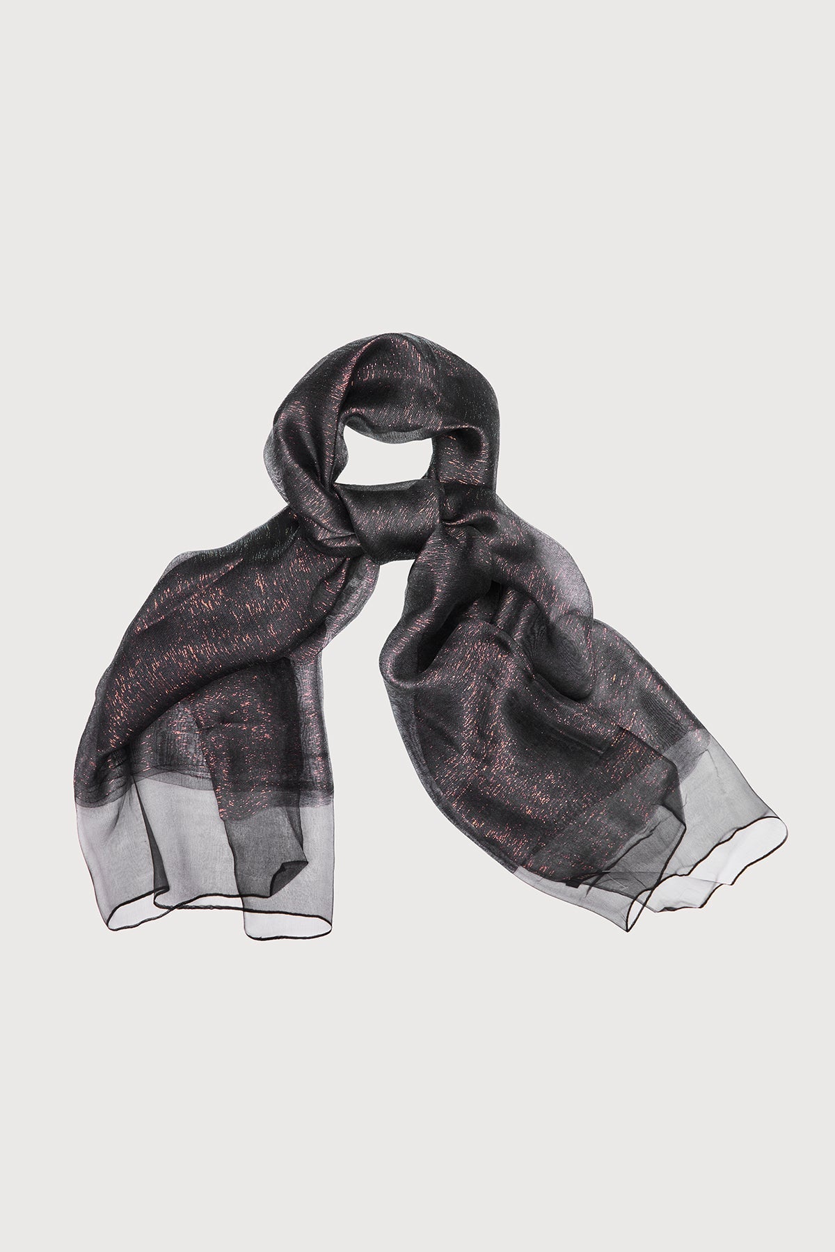 Silk Sparkle Wrap Scarf Black with Copper