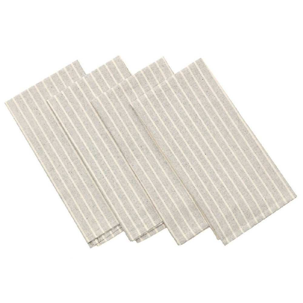 Grey Striped Cotton Napkin - Set Of 4