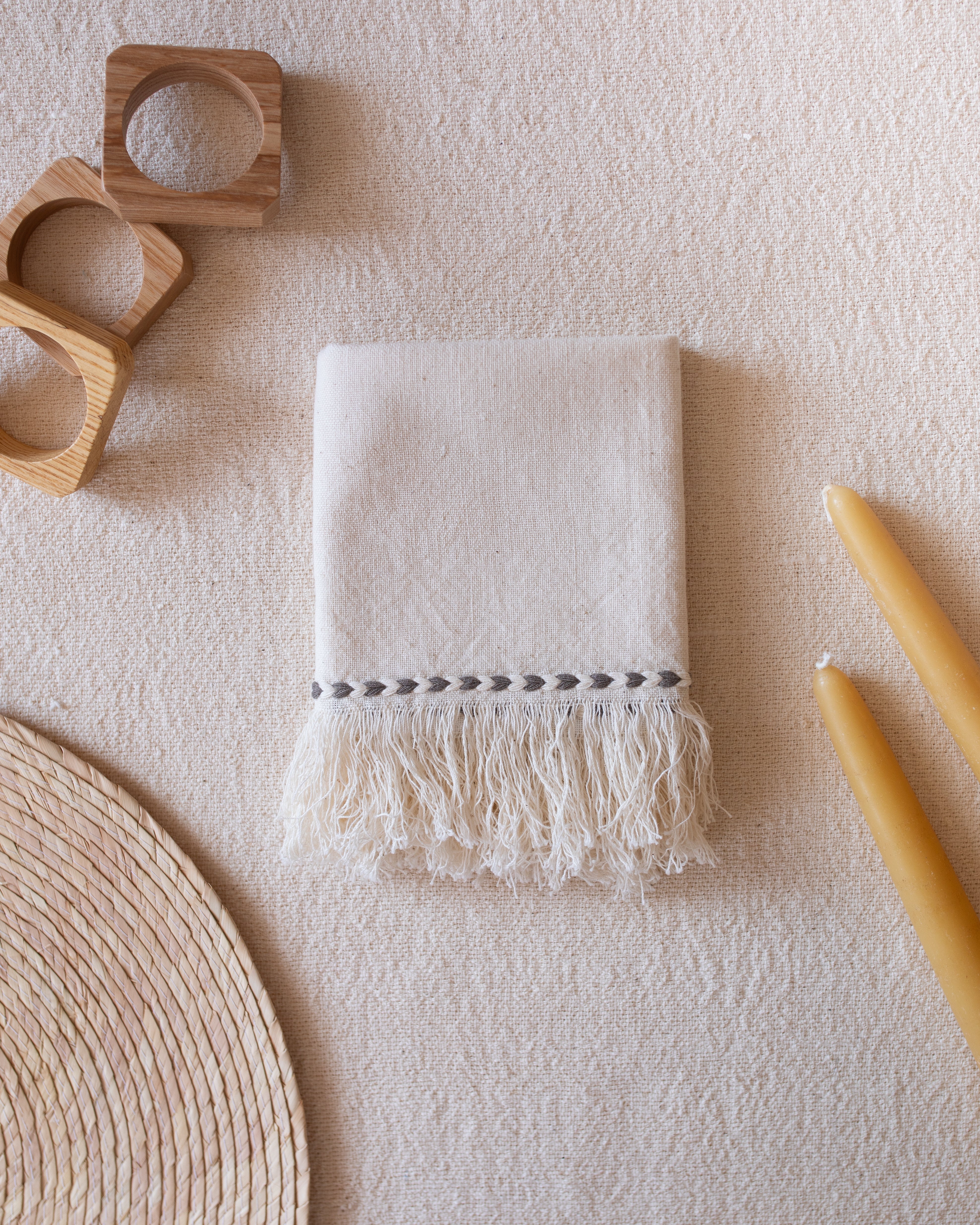 Gray Braid Detail Napkin - Thumbnail 3