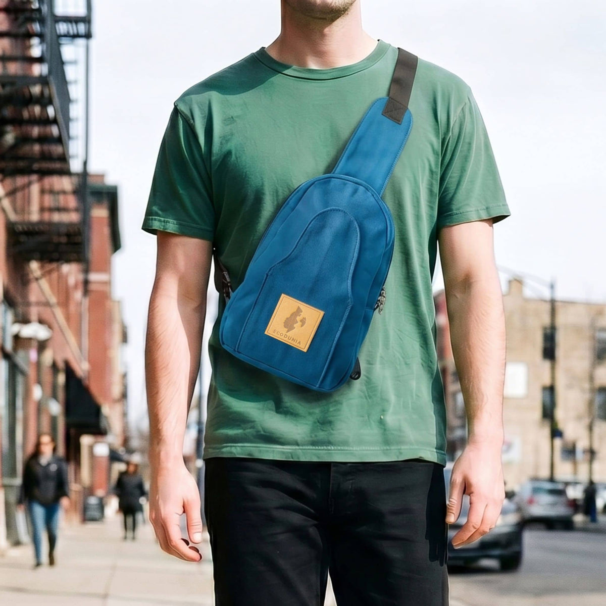 Buru small canvas crossbody sling bag in Zilly Blue — Ecodunia #color_zilly-blue