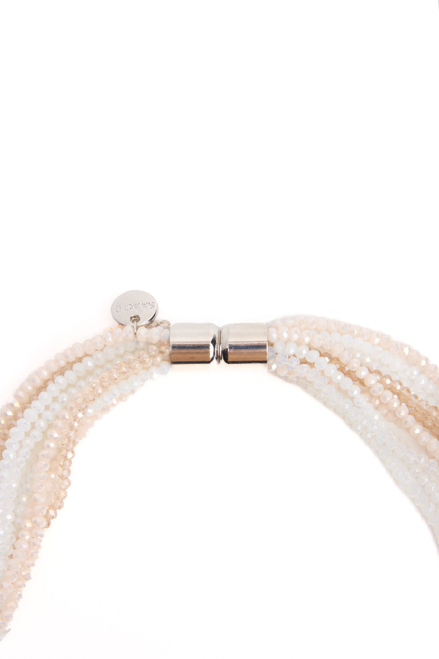 Multi Strand Ombre Crystal Necklace - White