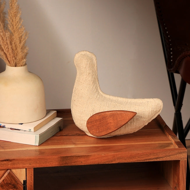 Dove Sculpture | Eco mix & Wood Wings | Handmade Decorative Bird Figurine | Rustic & Boho Home Decor Accent