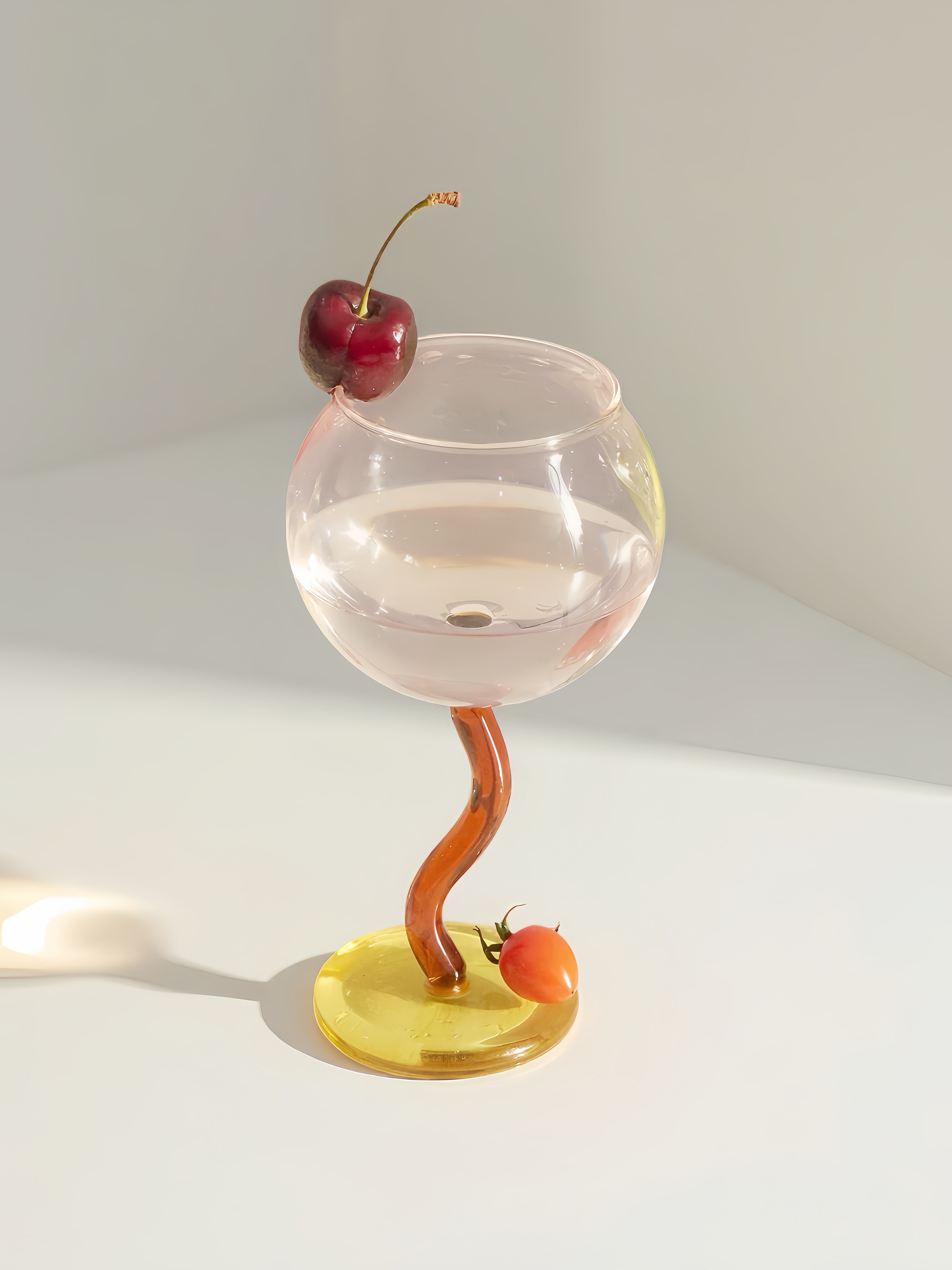 Handblown Bubble Wine Glass - Retro Whimsical Eclectic Wavy Stemmed Goblets