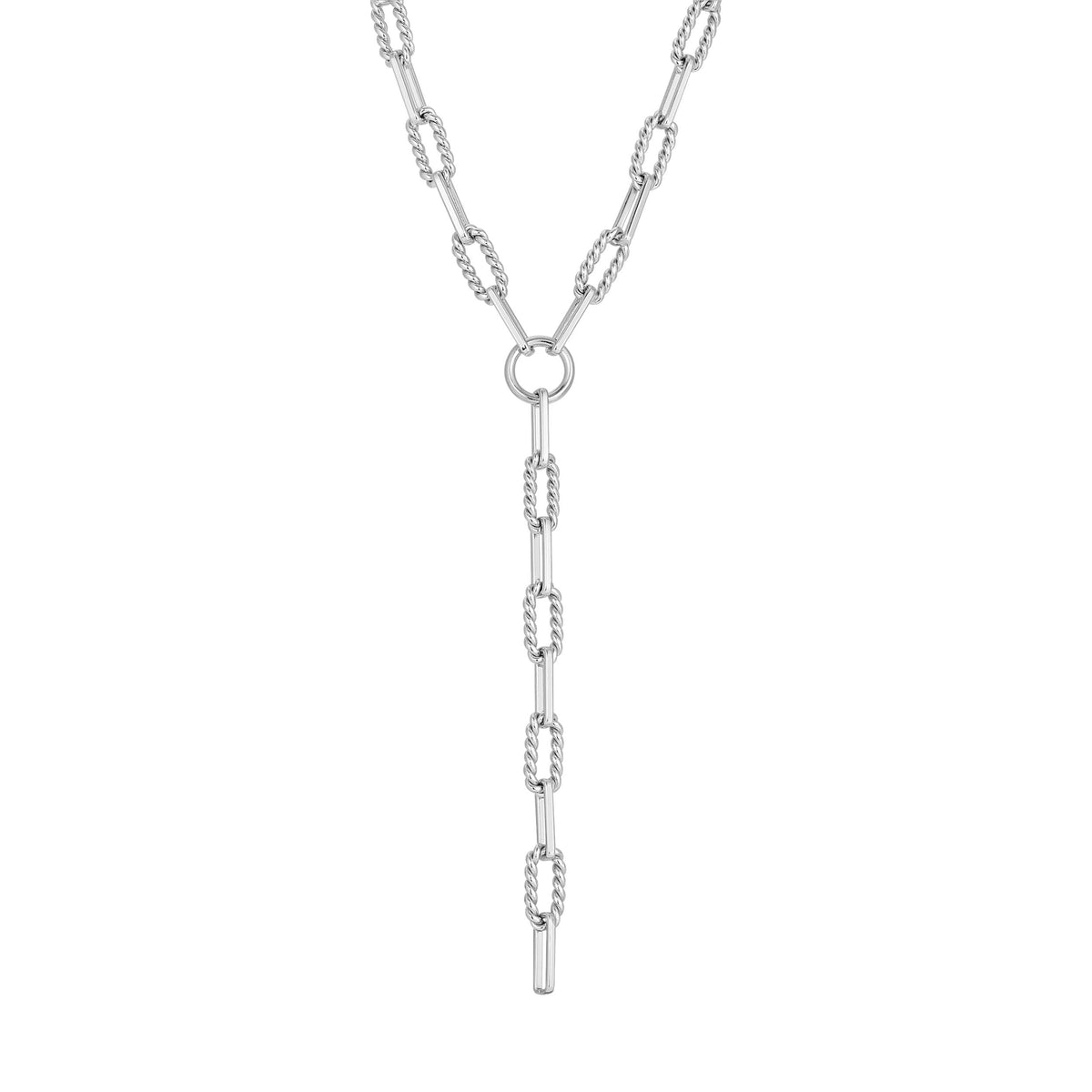 Shiny Silver Chain Y-Necklace from Enzo Lariat Necklace collection