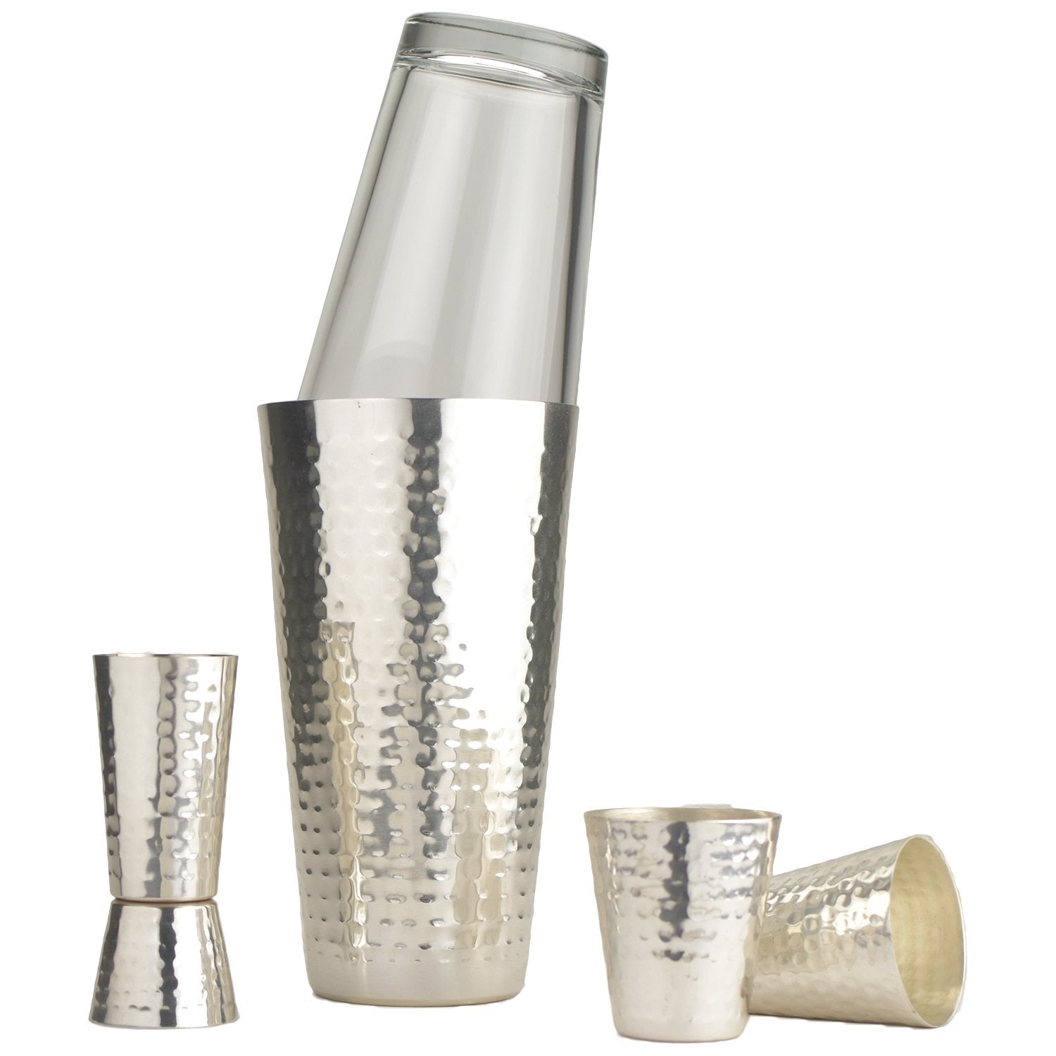 Prince of Scots Hammered Boston Style Shaker Set ~ Silver Plate-Barware-Prince of Scots-Prince of Scots