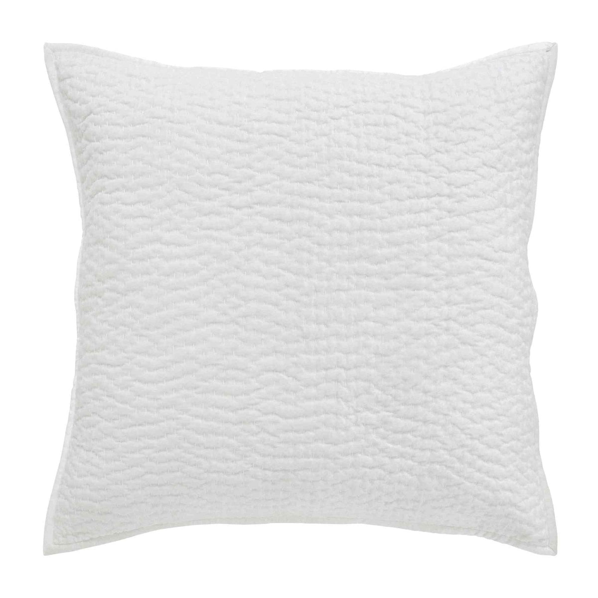 ES-182-2626_1|White textured coverlet pillow sham, unique rippled stitch pattern, soft fabric. Modern bedroom accent.