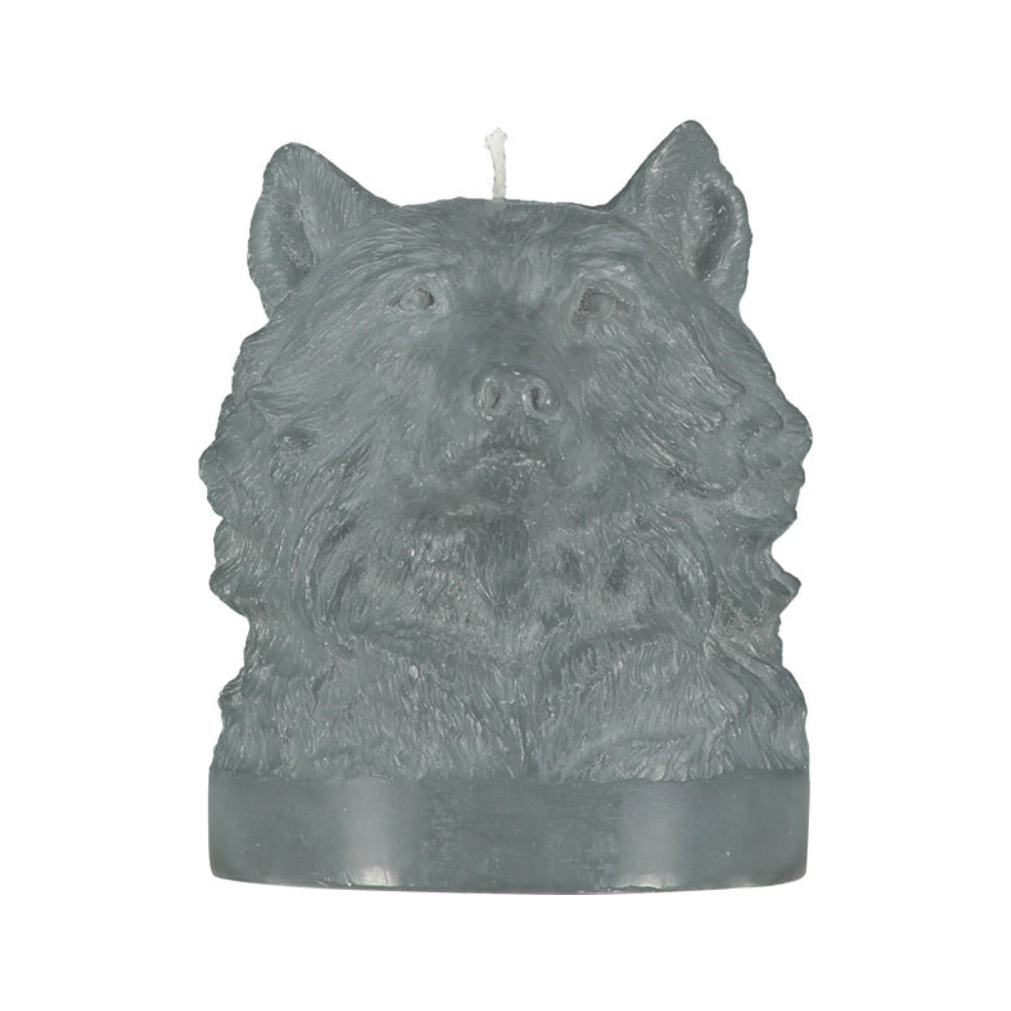 Gunmetal Grey Wolf Head Candle
