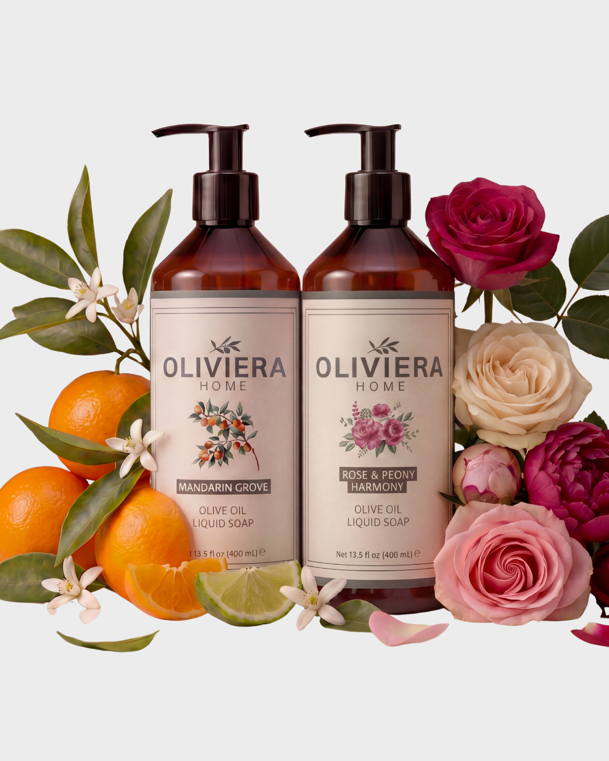 Rose & Peony Harmony and Mandarin Grove Liquid Soap