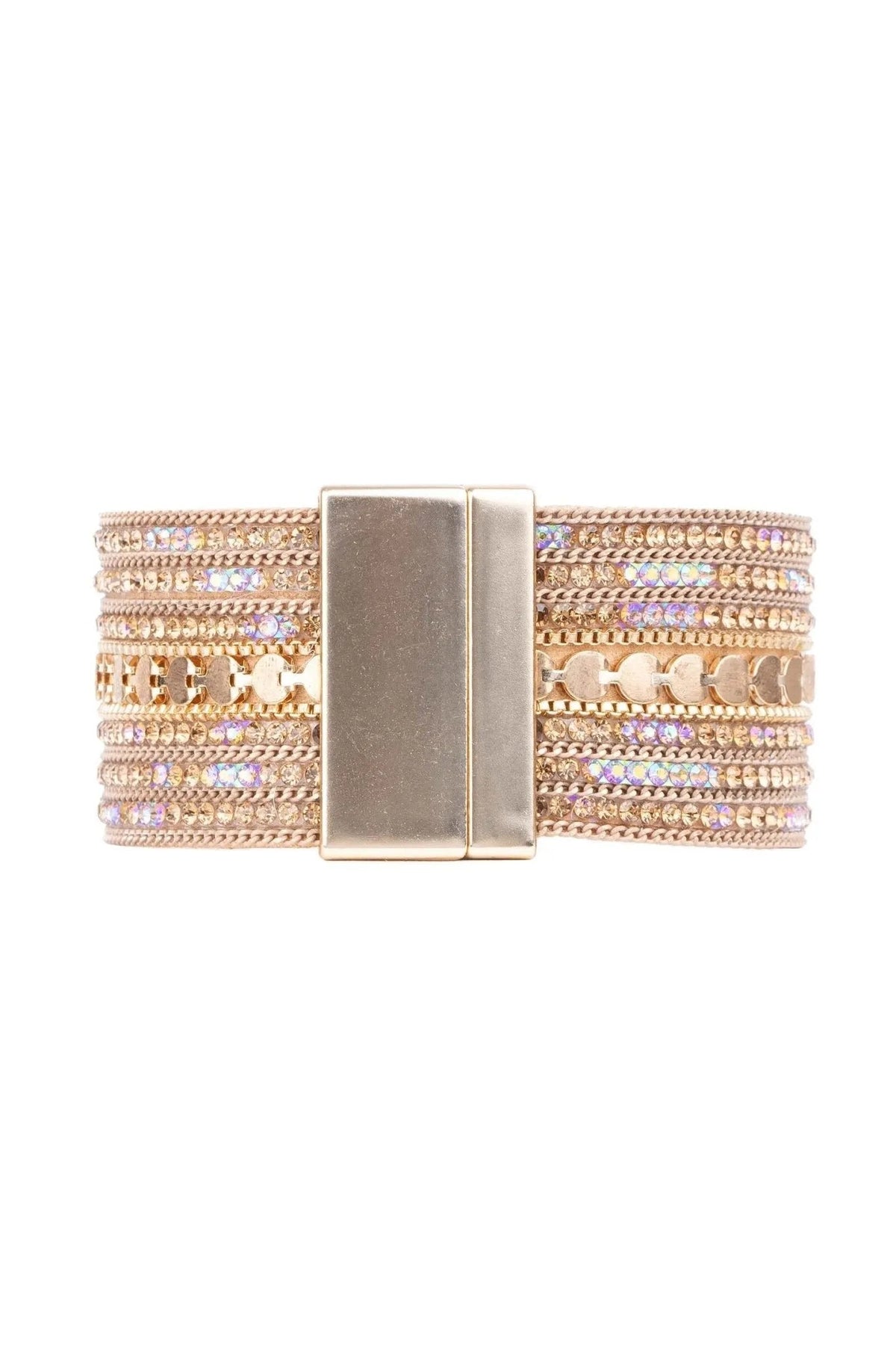 Faux Suede Glistening Gold Bracelet Gold