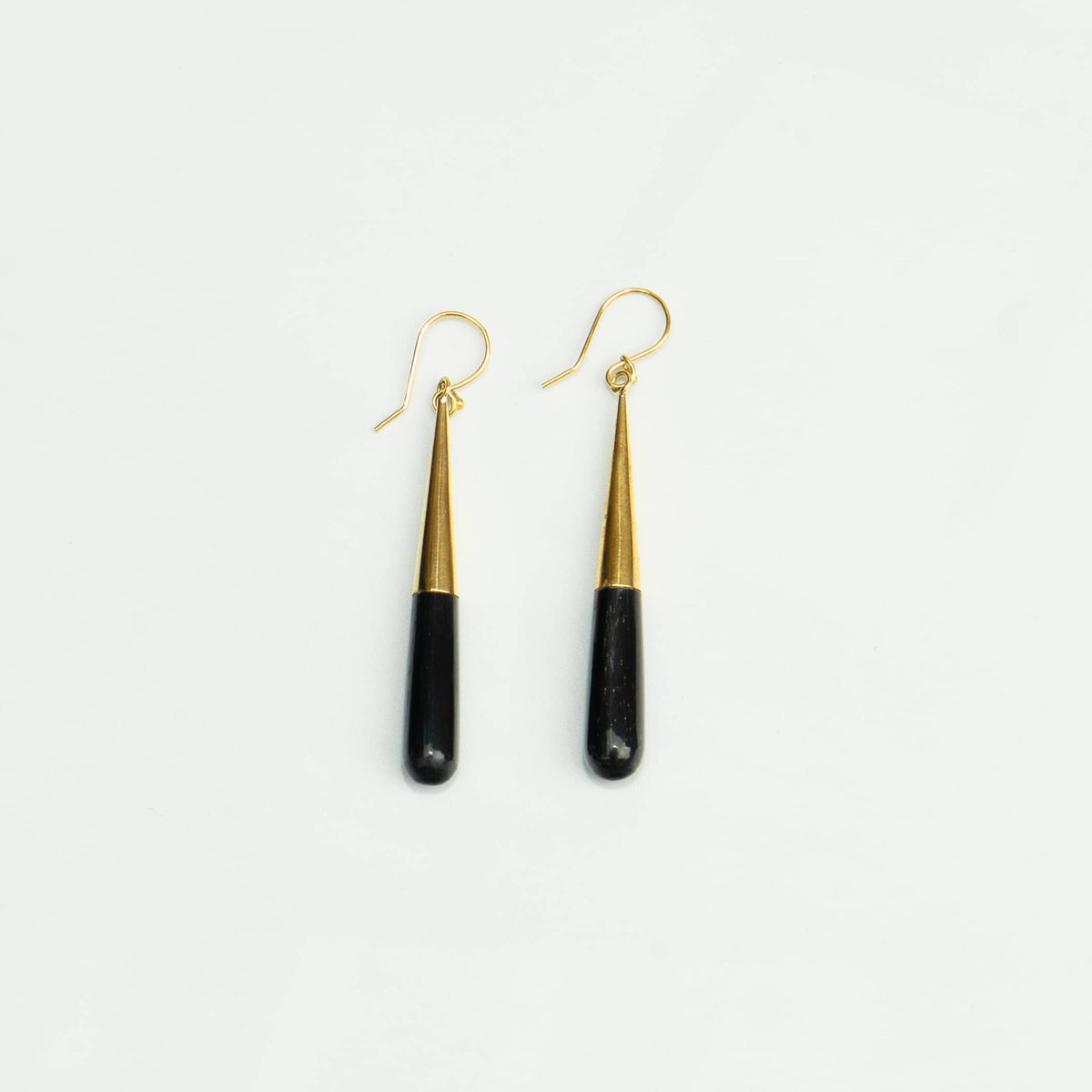 Brass & Horn Teardrop Dangle Earrings | Guru Ecodunia #color_black