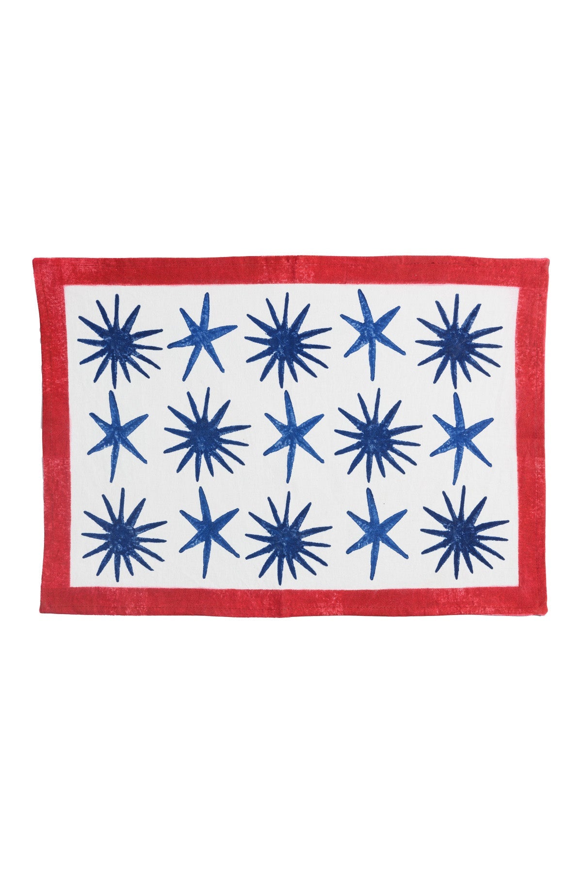 Inner Child Celestial Matisse blockprint placemat with blue star patterns