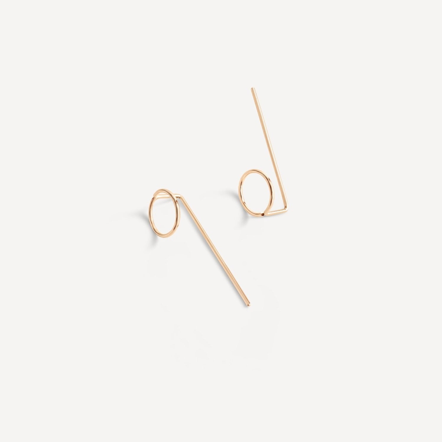Small Circle Threader Earrings - 14k gold filled, geometric earrings, minimalist earrings, modern ear jackets, Sheena Marshall Jewelry, Denver Colorado