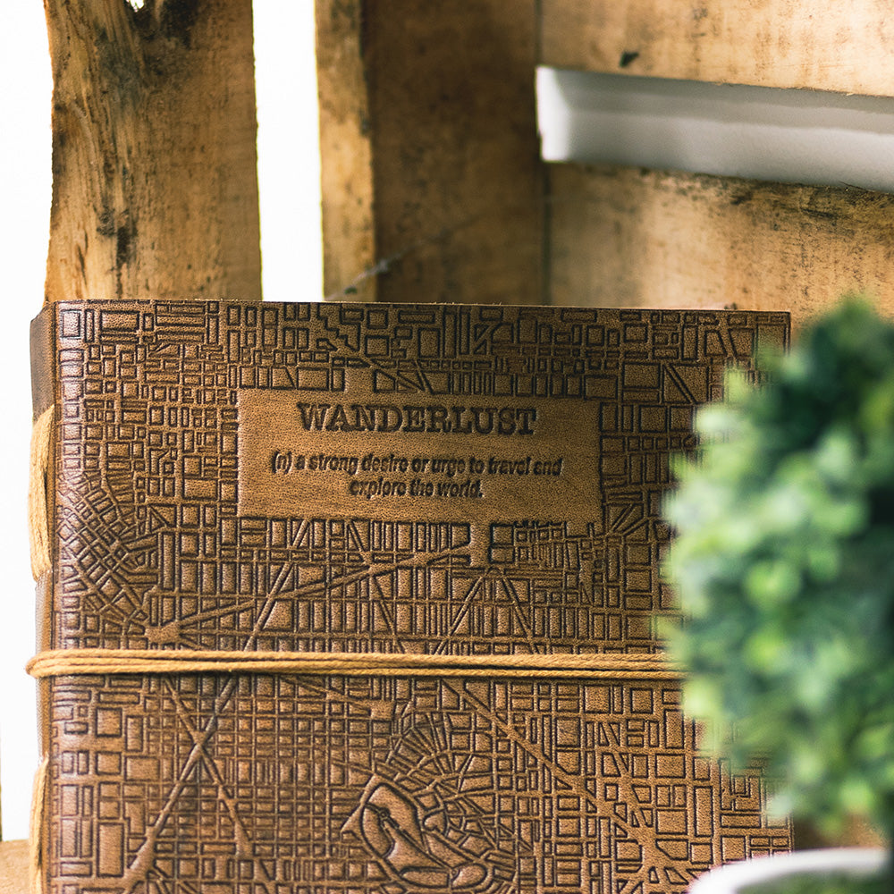Wanderlust Square Handmade Leather Journal - Leather Journals By Soothi