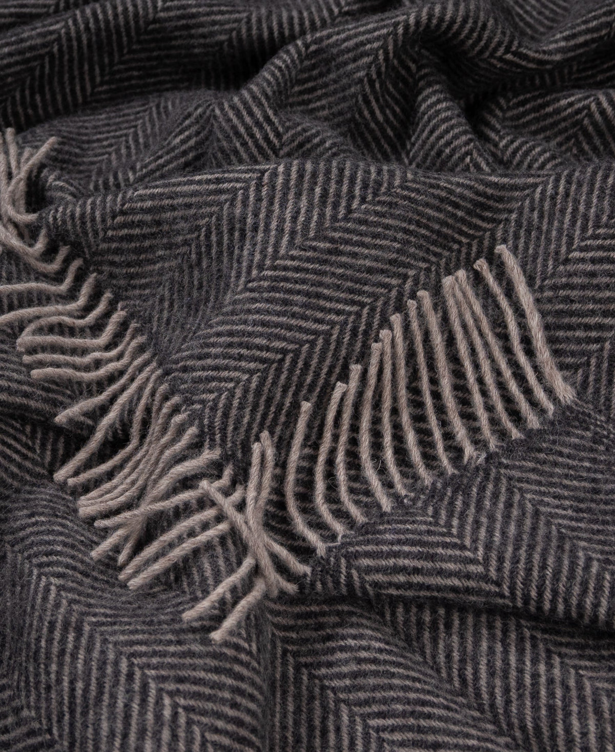 Highland Tweeds Herringbone Pure New Wool Throw ~ Charcoal ~-Throws and Blankets-[bar code]-Prince of Scots