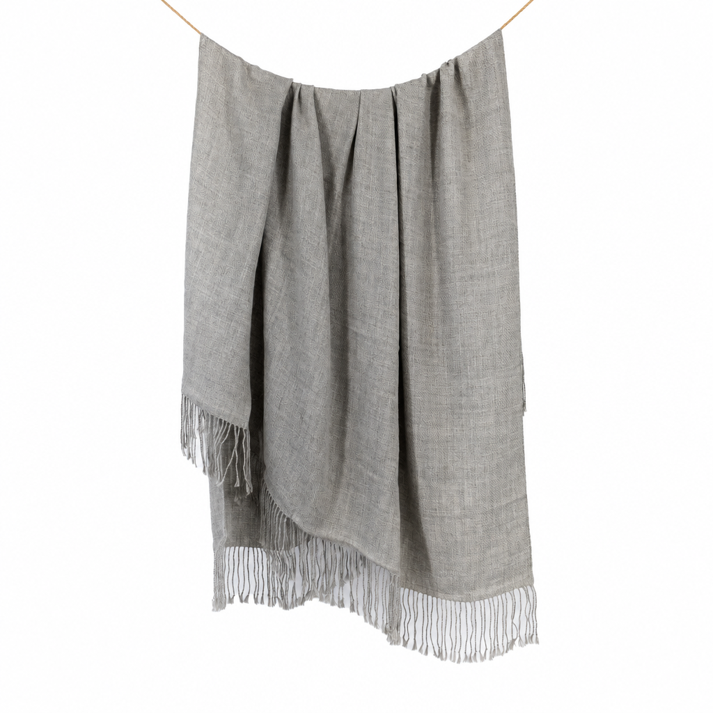 Graphite handloomed 100% undyed baby alpaca throw blanket, Wasi Collection, made in Peru