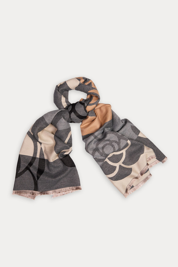 Geo Floral Reversible Scarf - Grey