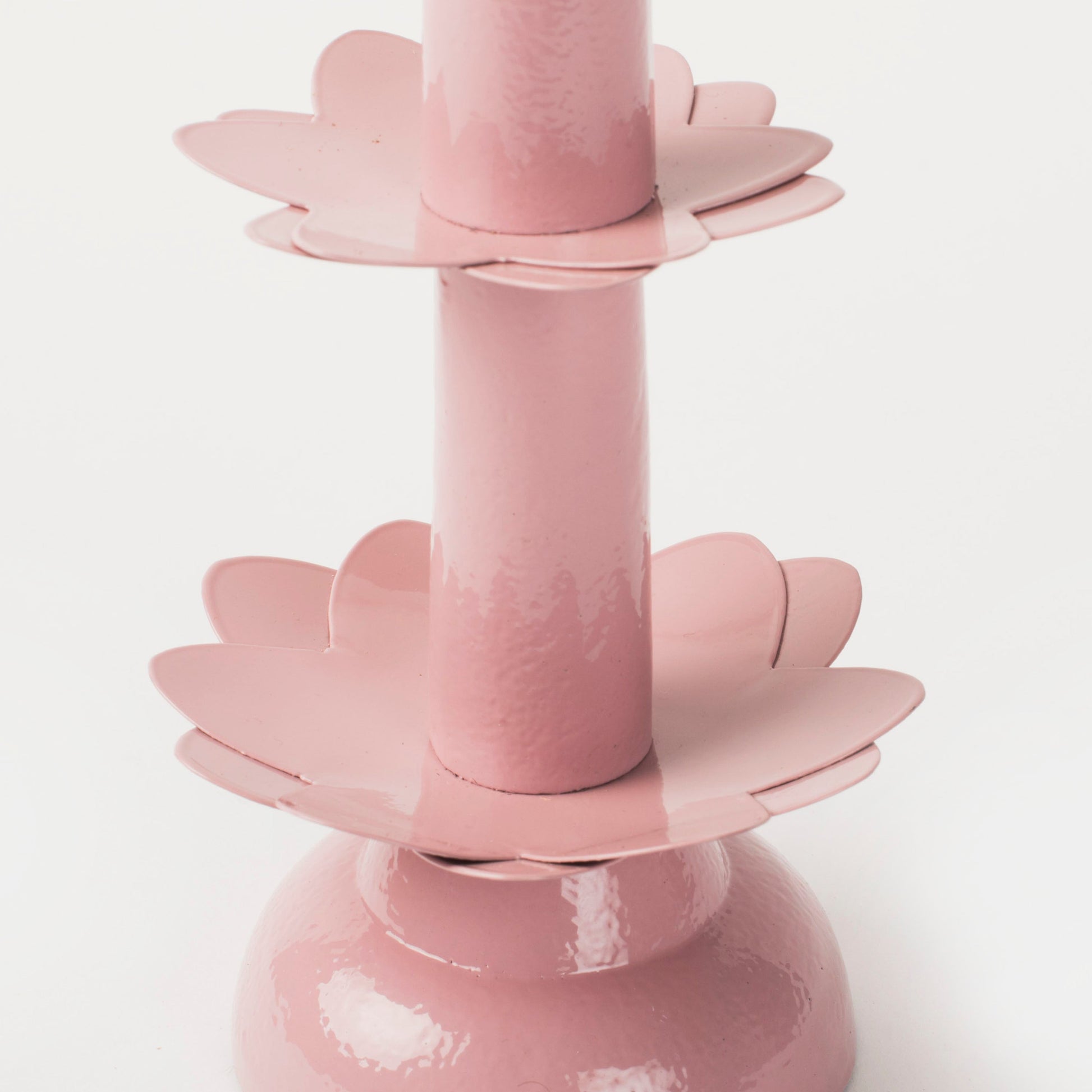 Pink lotus flower metal candle holder for spring home decor, available in 6-inch and 9-inch sizes.