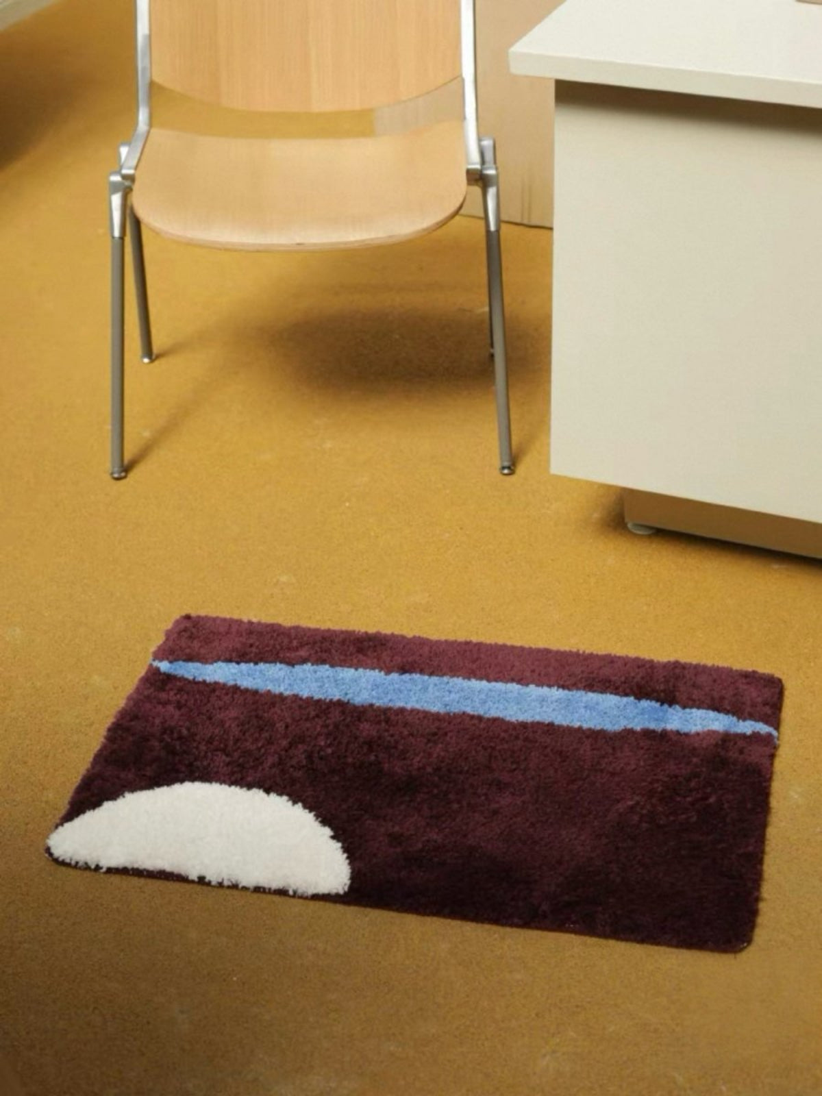 Ultra Soft Contemporary Abstract Bath Rug, Absorbent, Anti - slippery Mat - Contemporary Abstract Bath Rug - Coffee Brown & Blue & White - INSPECIAL HOME