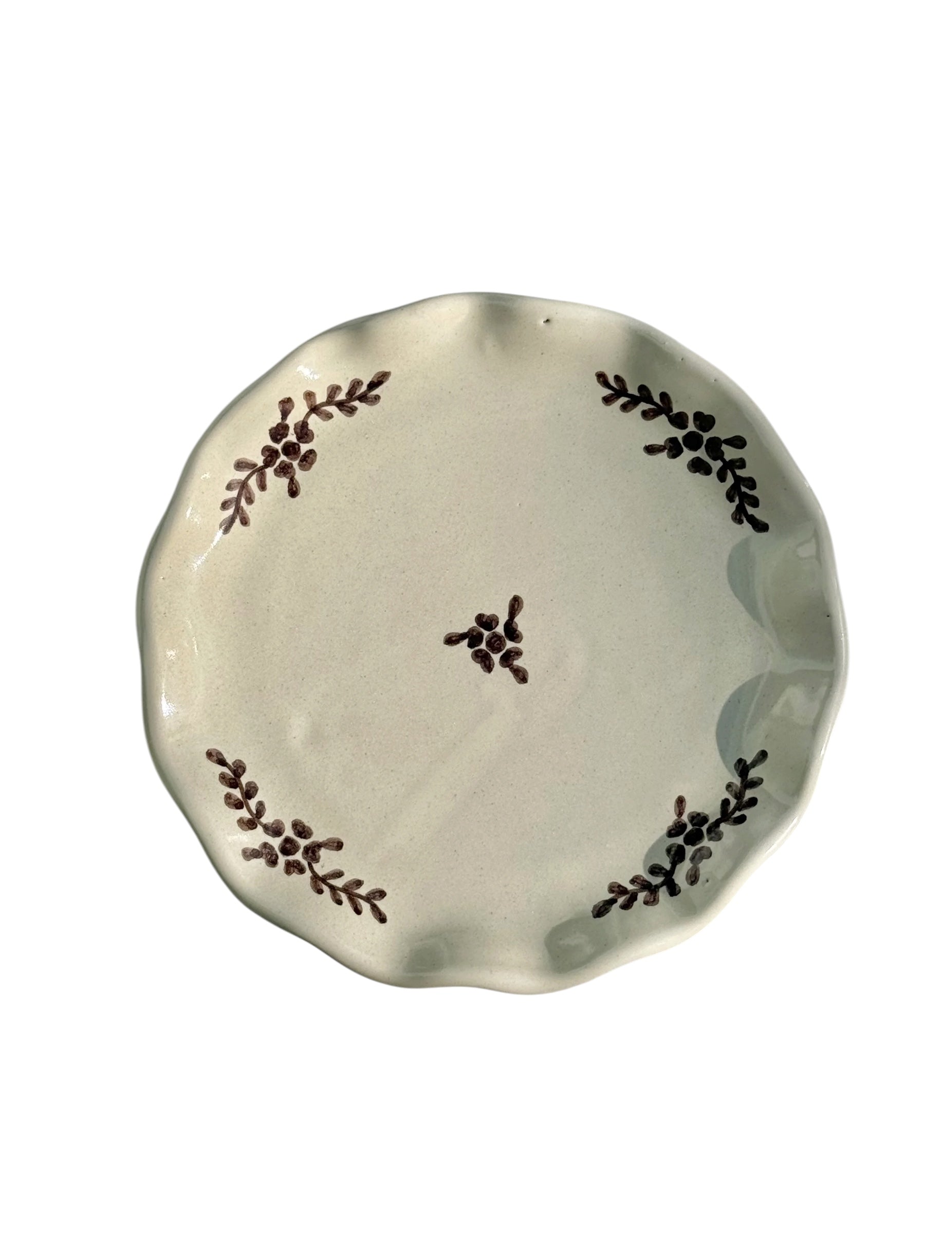 Hand-painted Margot Dessert Plate, Brown
