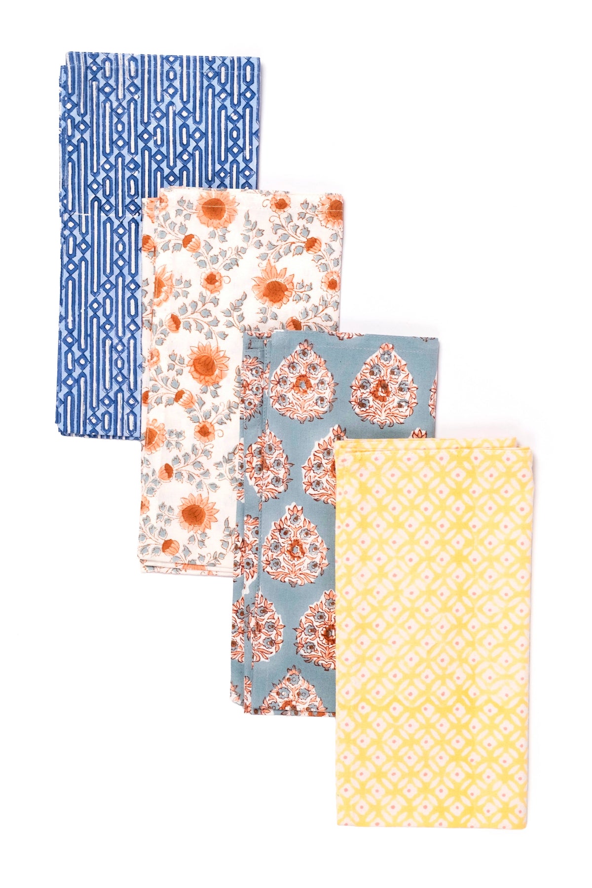 Terracotta Heritage Buta Large Block Print Napkins(Set of 4)