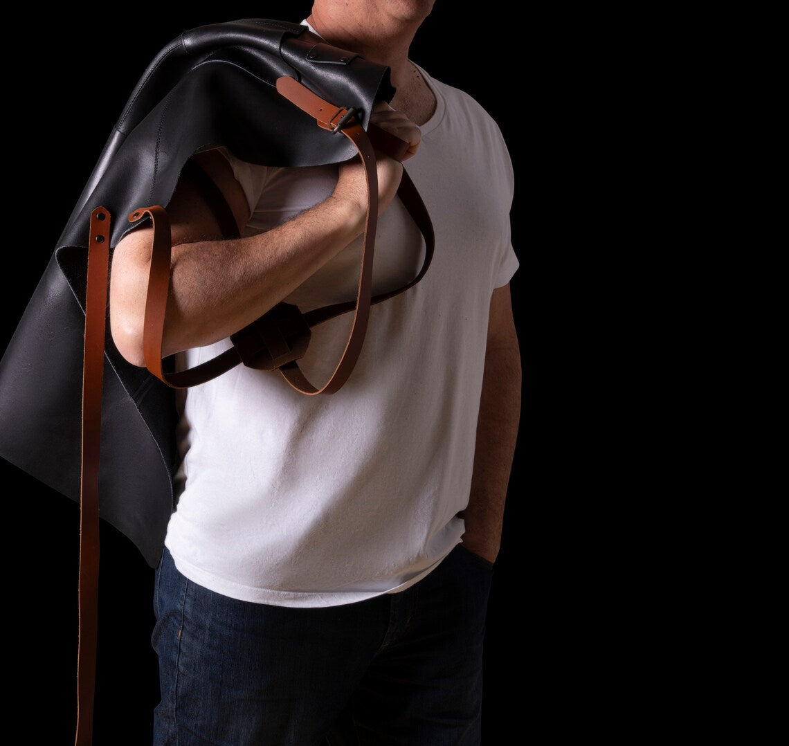 Black Leather Apron with straps