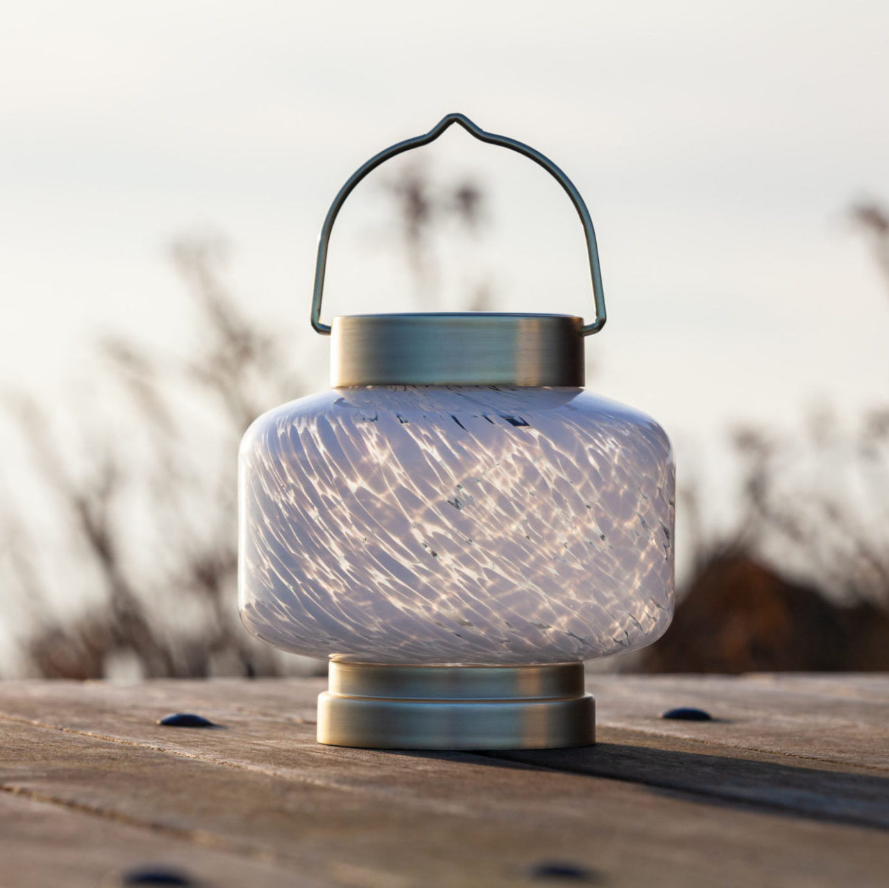 Boaters Solar Glass Lantern in sunshine