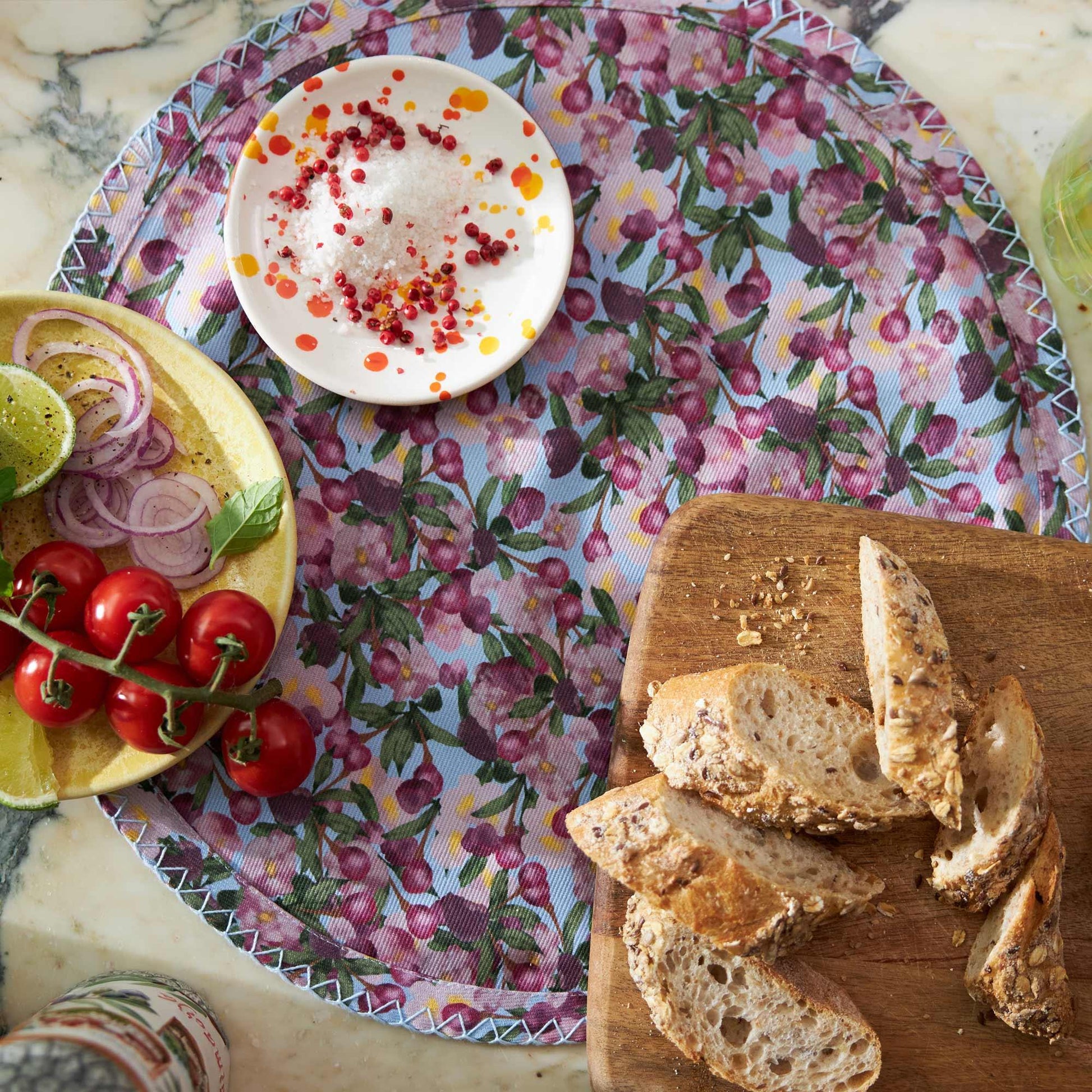 6 Round Placemats Romance is Dead Blue - Sophie Williamson Design