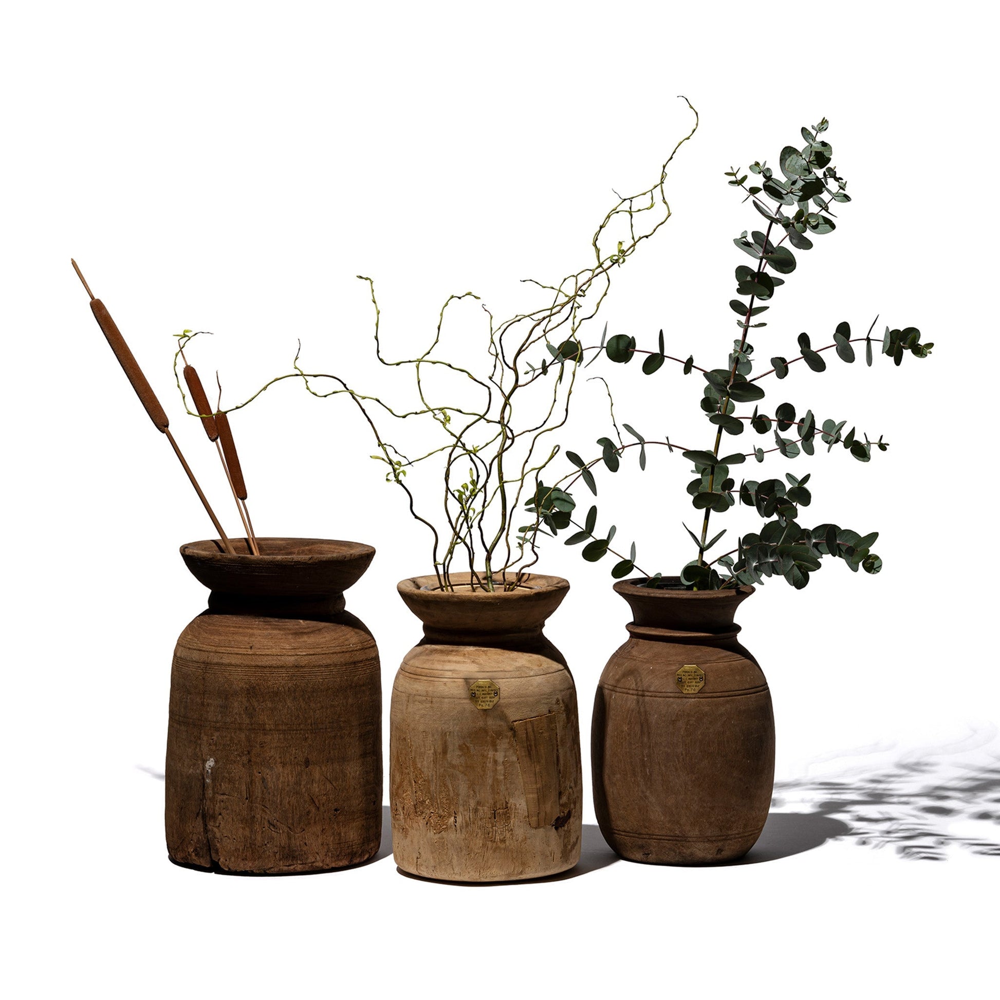 Vintage Wooden Pot W Glass Cylinder 8